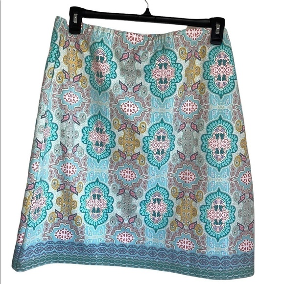 Talbots Dresses & Skirts - 🌻 Talbots Aqua & pink Medalion Print Skirt. Size XL